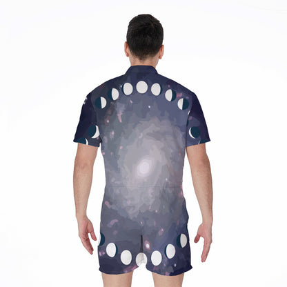 Lunar Phase Cycle Print Men's Rompers