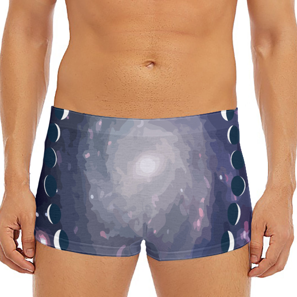 Lunar Phase Cycle Print Men's Short Boxer Briefs