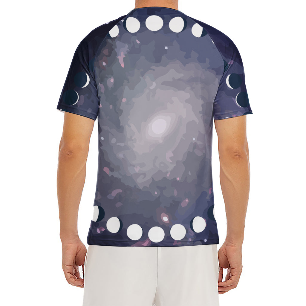 Lunar Phase Cycle Print Men's Short Sleeve Rash Guard