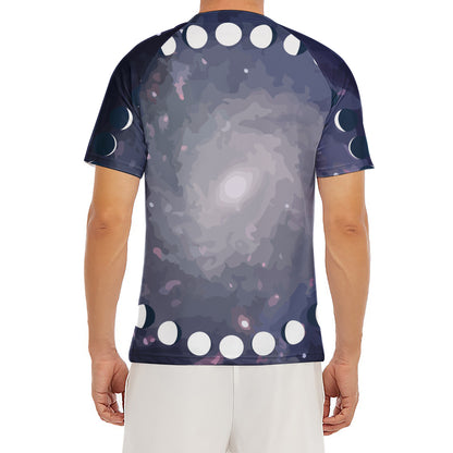 Lunar Phase Cycle Print Men's Short Sleeve Rash Guard