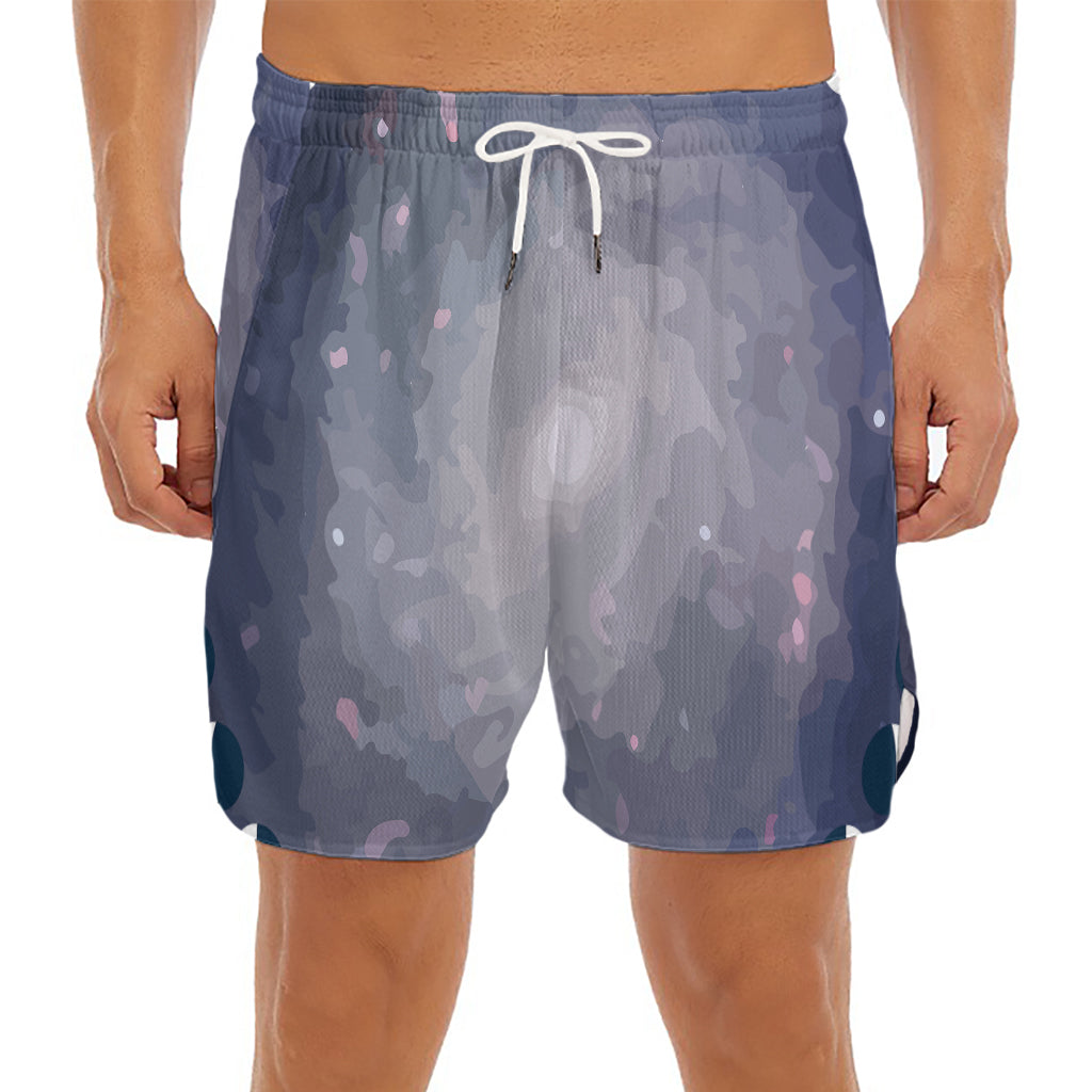 Lunar Phase Cycle Print Men's Split Running Shorts