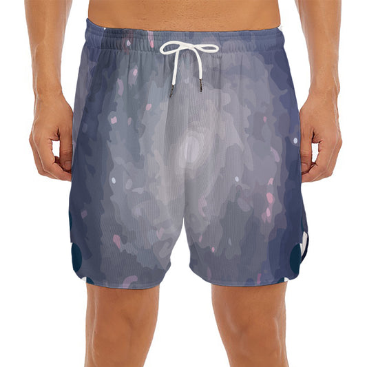 Lunar Phase Cycle Print Men's Split Running Shorts