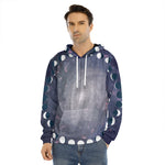 Lunar Phase Cycle Print Men's Velvet Pullover Hoodie