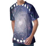 Lunar Phase Cycle Print Men's Velvet T-Shirt