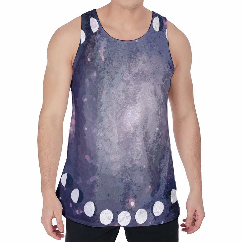 Lunar Phase Cycle Print Men's Velvet Tank Top