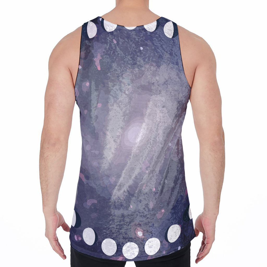 Lunar Phase Cycle Print Men's Velvet Tank Top