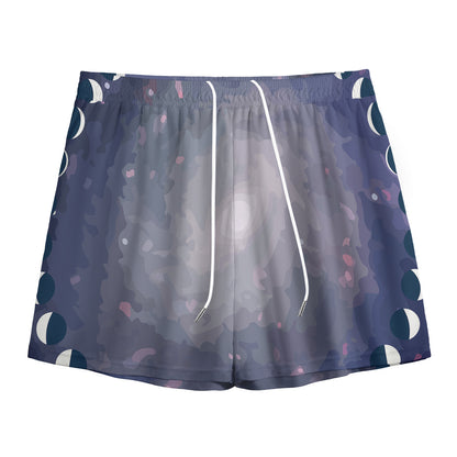 Lunar Phase Cycle Print Mesh Shorts
