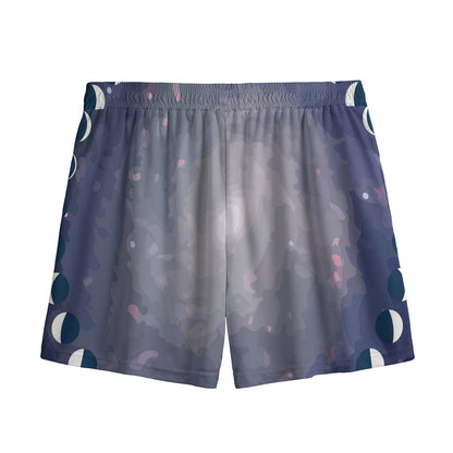 Lunar Phase Cycle Print Mesh Shorts