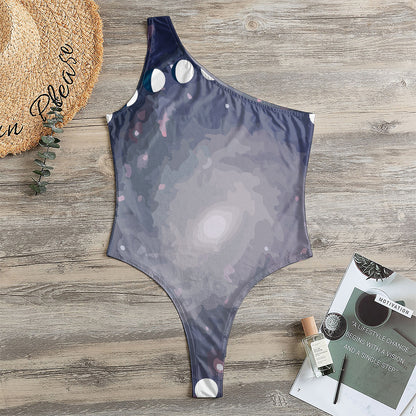 Lunar Phase Cycle Print One Shoulder Bodysuit