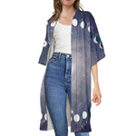 Lunar Phase Cycle Print Open Front Beach Cover Up