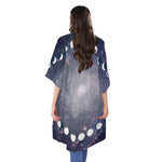 Lunar Phase Cycle Print Open Front Beach Cover Up