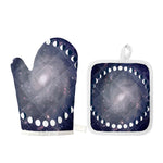 Lunar Phase Cycle Print Oven Mitt And Pot Holder Set