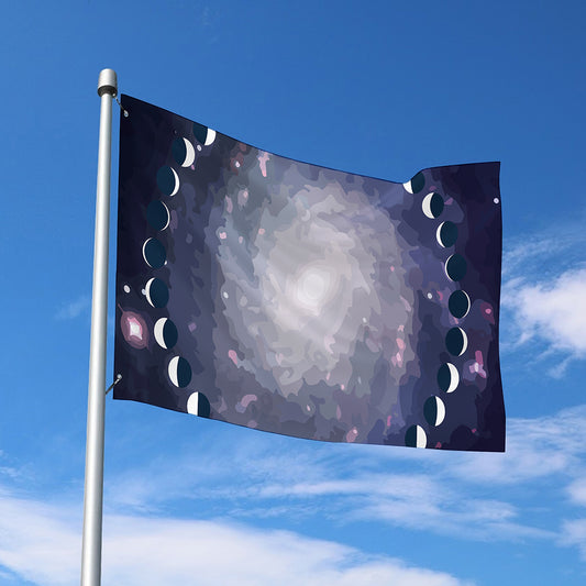Lunar Phase Cycle Print Polyester Flag