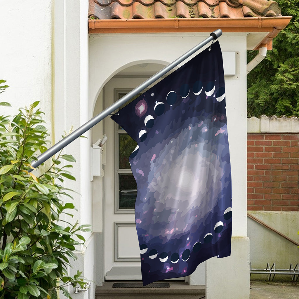 Lunar Phase Cycle Print Polyester Flag