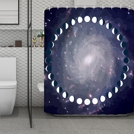 Lunar Phase Cycle Print Polyester Shower Curtain