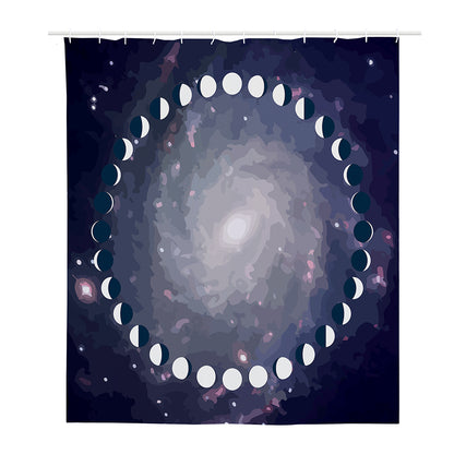 Lunar Phase Cycle Print Polyester Shower Curtain
