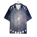 Lunar Phase Cycle Print Rayon Hawaiian Shirt