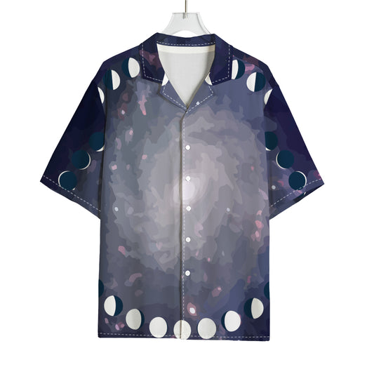 Lunar Phase Cycle Print Rayon Hawaiian Shirt
