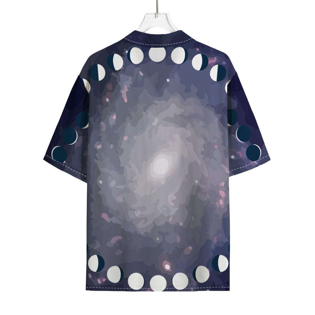 Lunar Phase Cycle Print Rayon Hawaiian Shirt