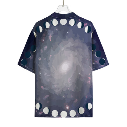 Lunar Phase Cycle Print Rayon Hawaiian Shirt