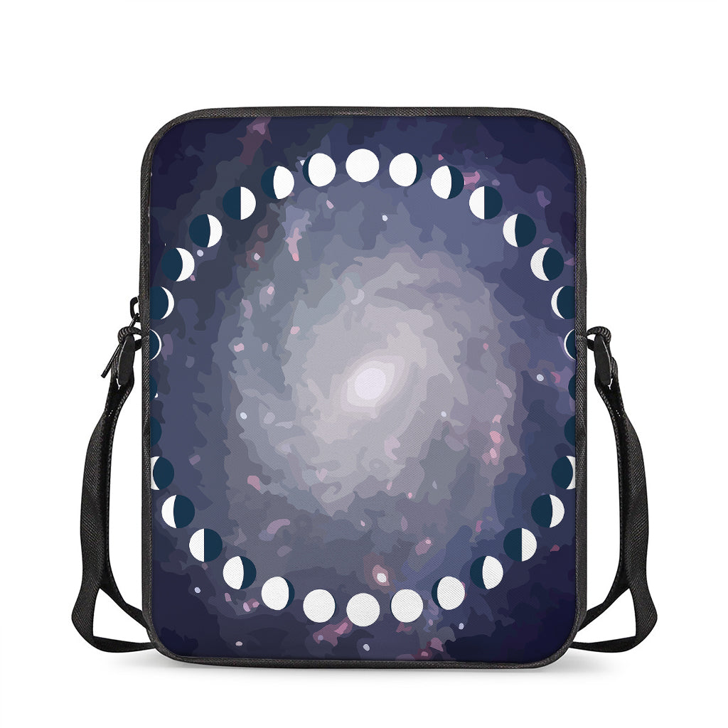 Lunar Phase Cycle Print Rectangular Crossbody Bag