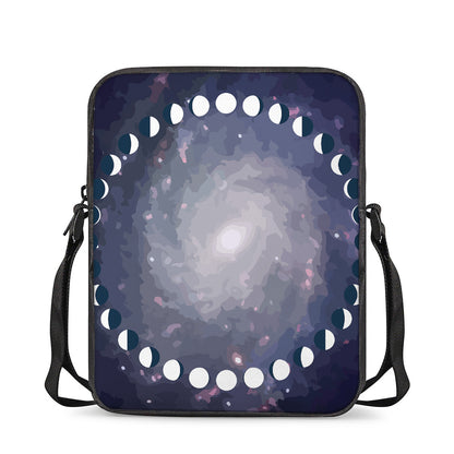Lunar Phase Cycle Print Rectangular Crossbody Bag