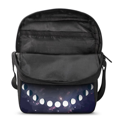 Lunar Phase Cycle Print Rectangular Crossbody Bag