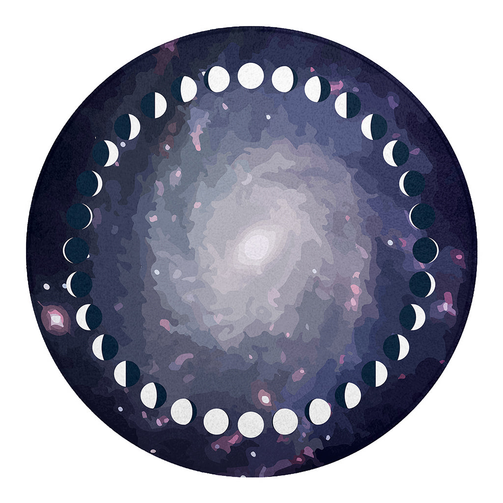 Lunar Phase Cycle Print Round Blanket
