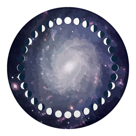 Lunar Phase Cycle Print Round Blanket