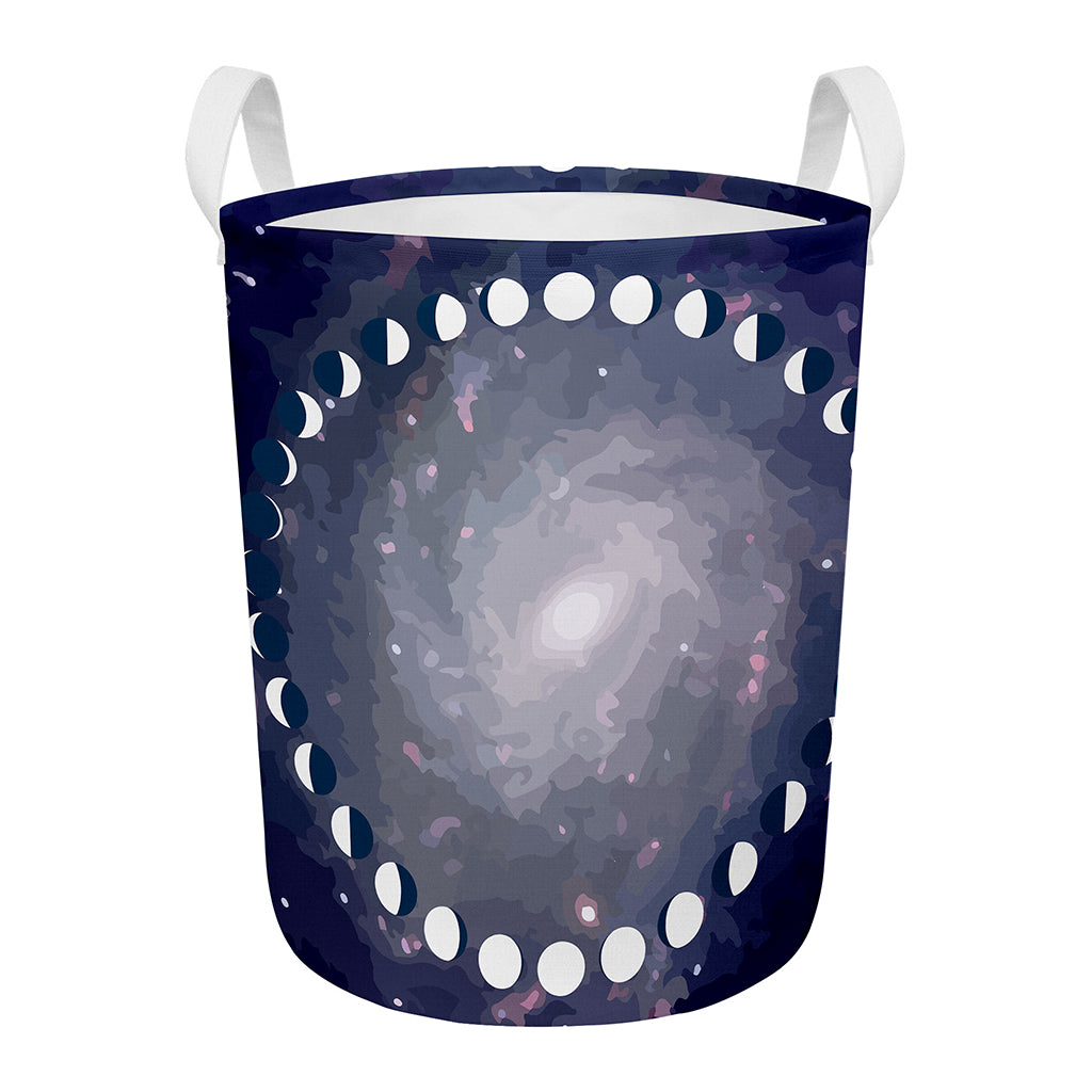 Lunar Phase Cycle Print Round Laundry Basket