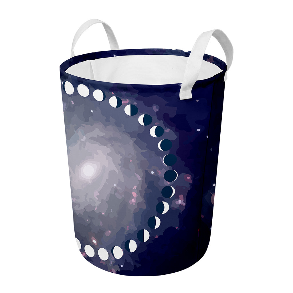 Lunar Phase Cycle Print Round Laundry Basket
