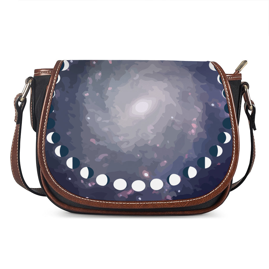Lunar Phase Cycle Print Saddle Bag