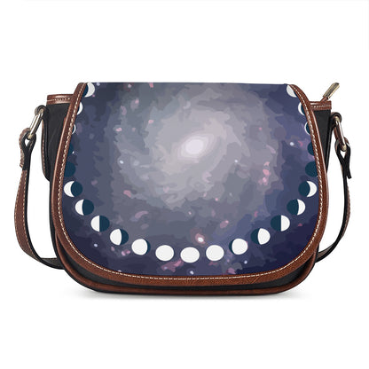 Lunar Phase Cycle Print Saddle Bag