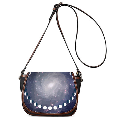 Lunar Phase Cycle Print Saddle Bag