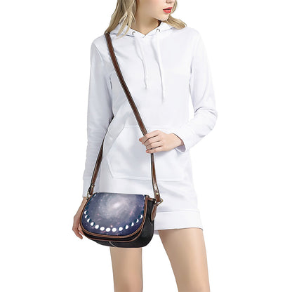 Lunar Phase Cycle Print Saddle Bag