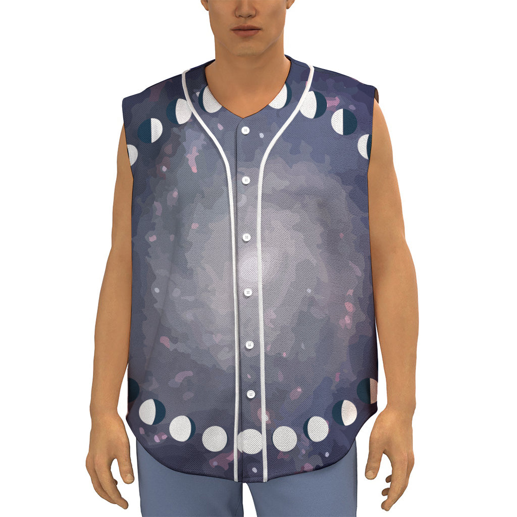 Lunar Phase Cycle Print Sleeveless Baseball Jersey