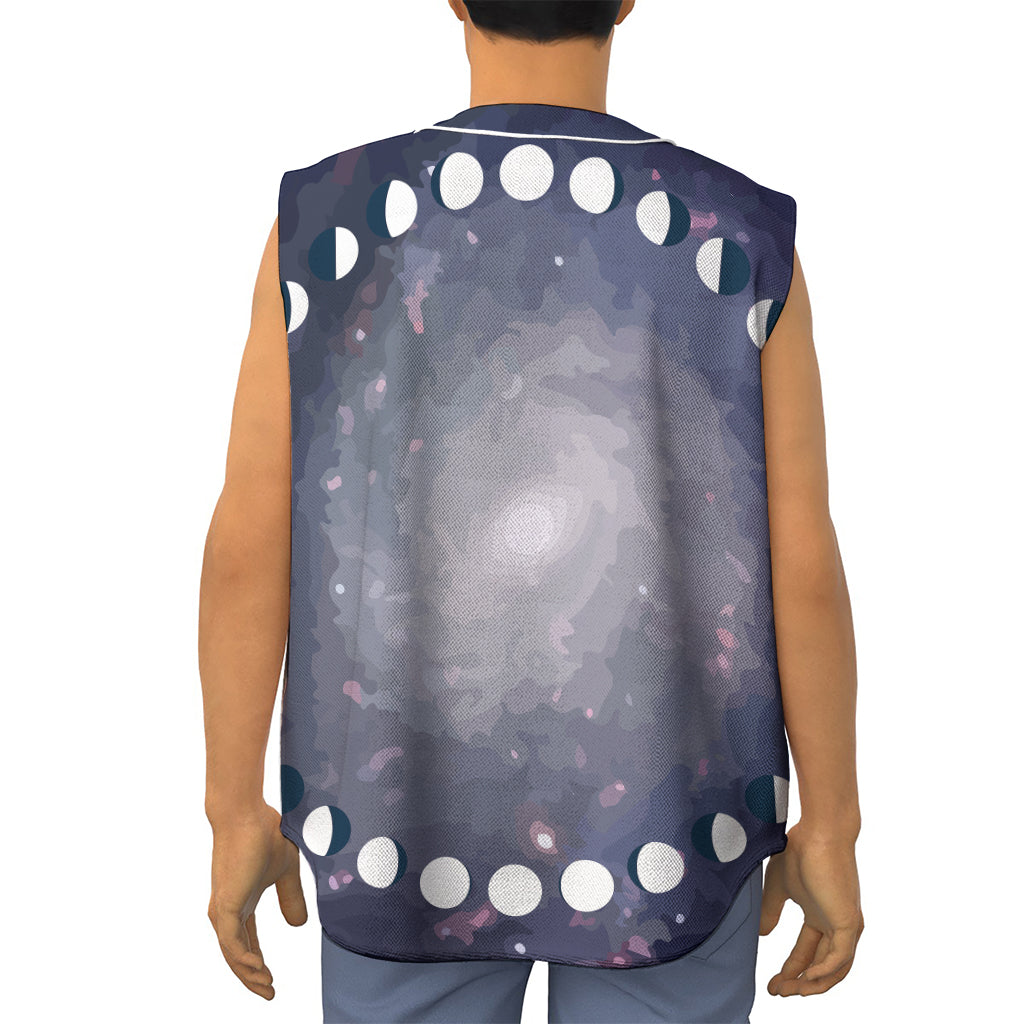 Lunar Phase Cycle Print Sleeveless Baseball Jersey