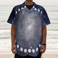 Lunar Phase Cycle Print Textured Short Sleeve Shirt