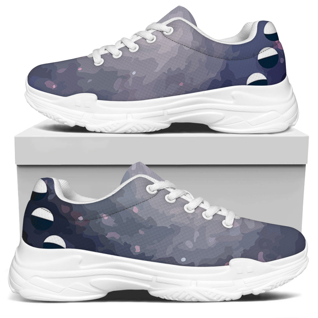Lunar Phase Cycle Print White Chunky Shoes