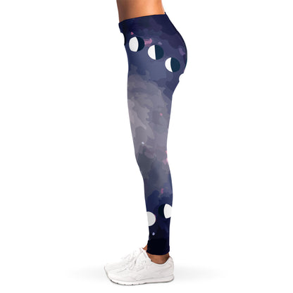 Lunar Phase Cycle Print Women's Leggings