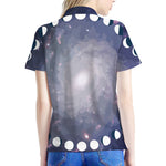 Lunar Phase Cycle Print Women's Polo Shirt