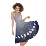 Lunar Phase Cycle Print Women's Sleeveless Dress