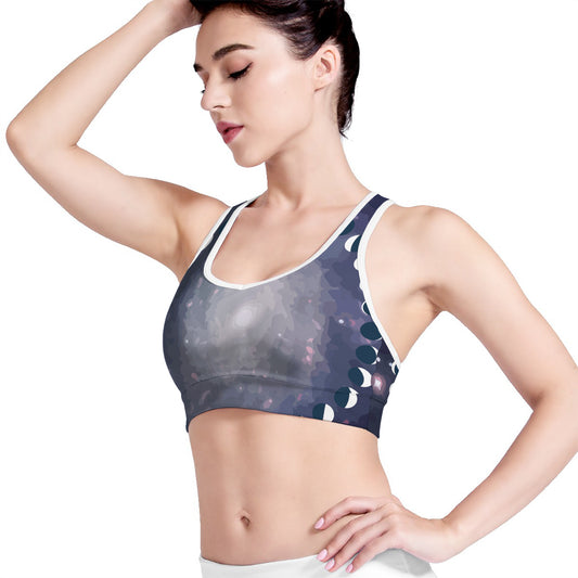 Lunar Phase Cycle Print Women's Sports Bra