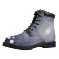 Lunar Phase Cycle Print Padded Collar Lace Up Boots