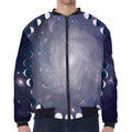 Lunar Phase Cycle Print Zip Sleeve Bomber Jacket
