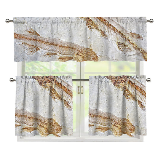 Lycoptera Fish Fossil Print 3 Piece Kitchen Curtains