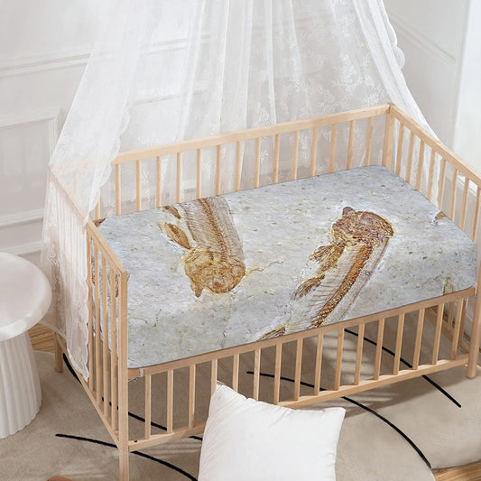 Lycoptera Fish Fossil Print Baby Crib Sheet