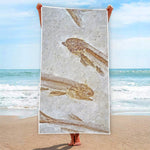 Lycoptera Fish Fossil Print Beach Towel