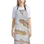 Lycoptera Fish Fossil Print Bib Apron With Pocket