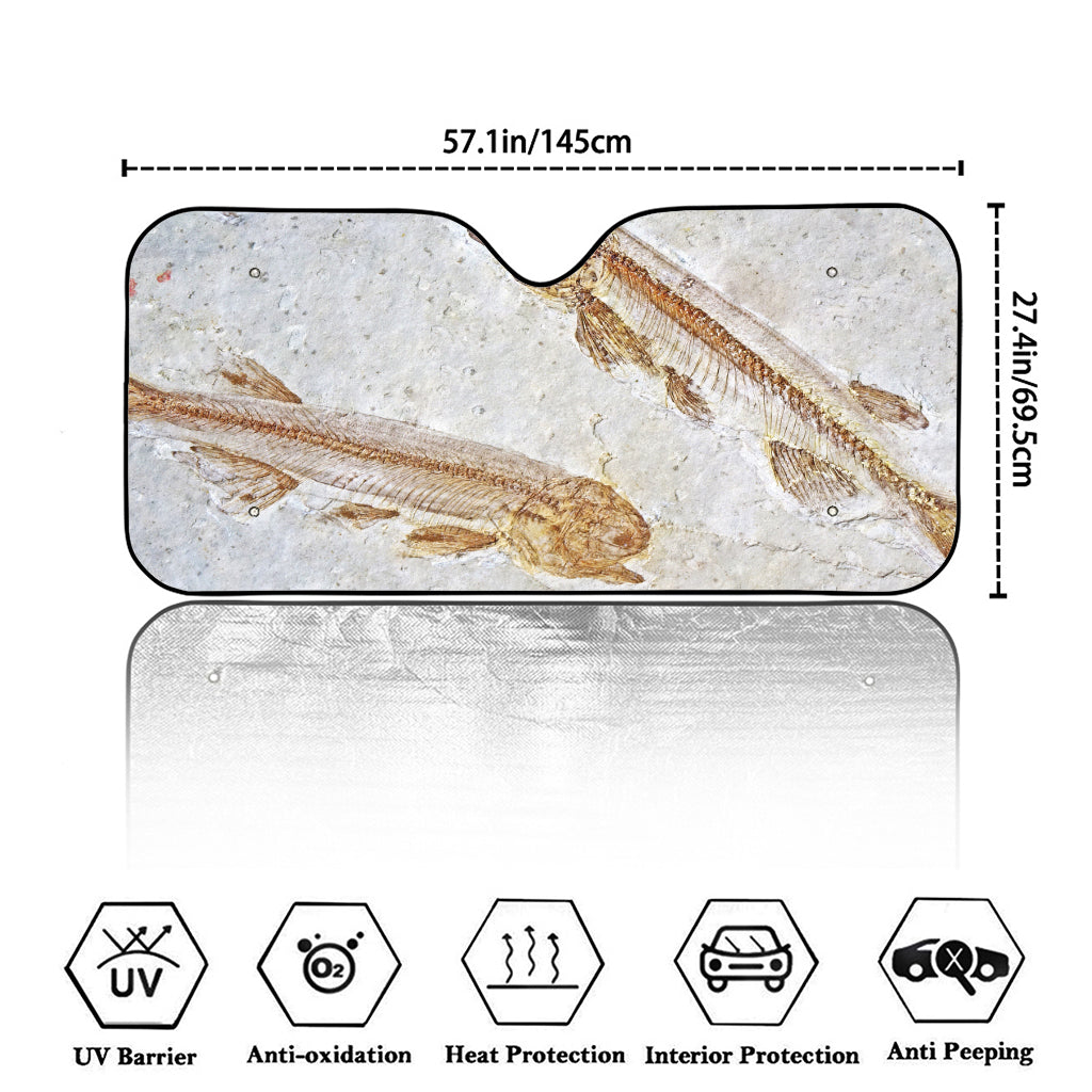 Lycoptera Fish Fossil Print Car Windshield Sun Shade